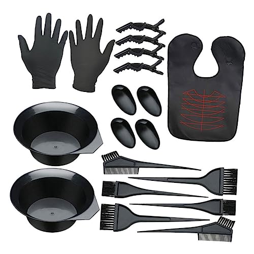 TOVINANNA 19-piece Hair Dye Tool Set Brush Bowl Set for Even Coloring Cape Ear Caps Included for Long Short Curly Straight Hair