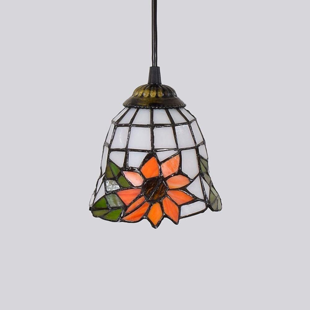 HPTHLY 6Inch Tiffany Style Chandelier, Pendant Lamp, European Style Stained Glass Decorative Lamp Ceiling
