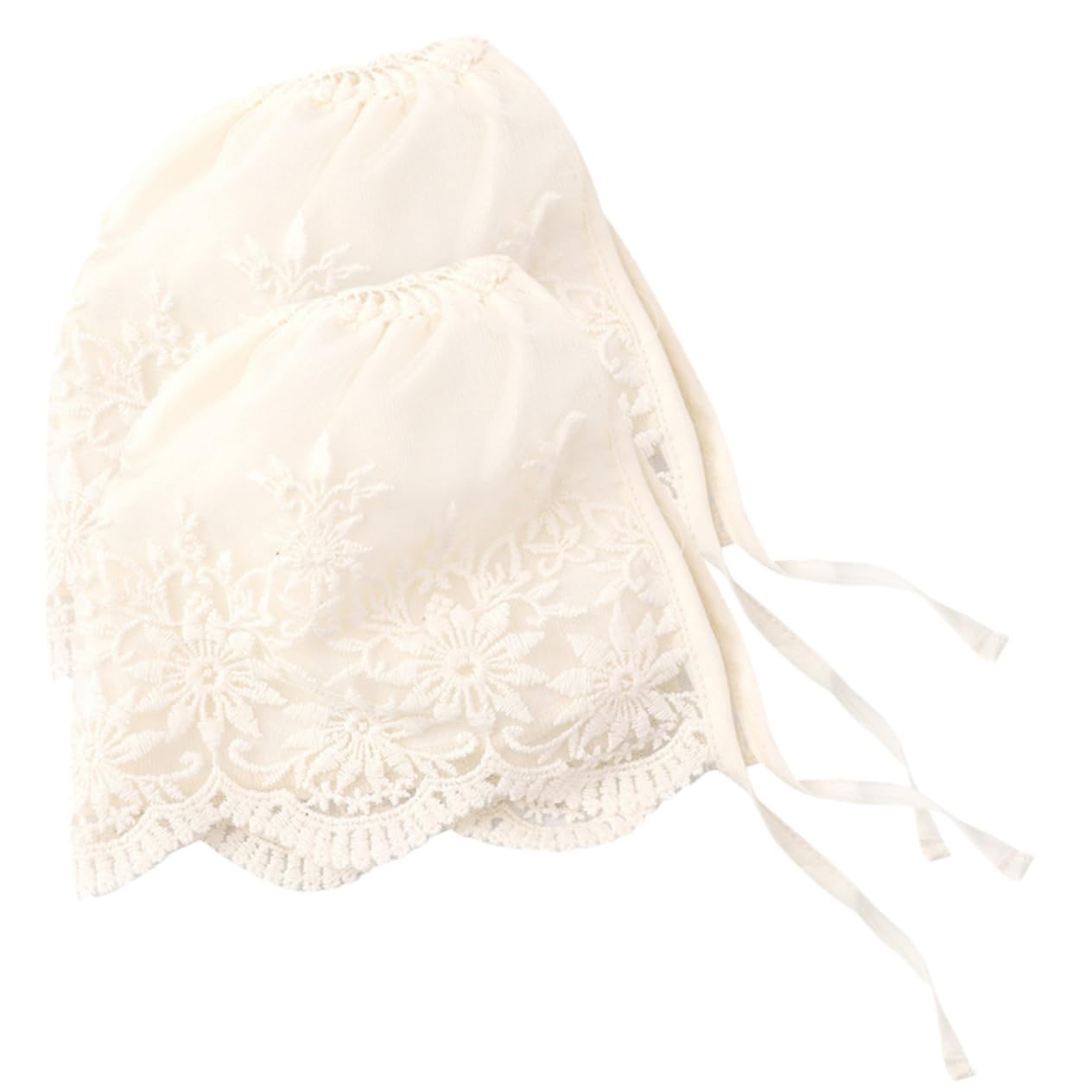 iplusmile Gorros para Niñas de Encaje Beige para Recién Nacido, 2 Piezas Cierre Seguro y Diseño Transpirable para Bodas y Bautizos