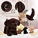 MorisMos 4 stücke Labrador Retriever Plüschtier Set, 40cm riesen Hund Kuscheltier Stofftier XXL Realistisch mit 3 Babys welpen im Bauch, Plüschhund Weihnachten Geschenk für Kinder Baby