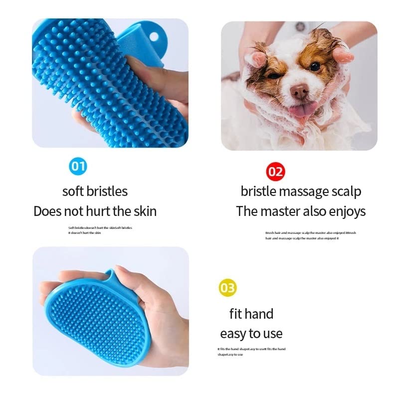 Pet Brush, Pet Brush Soft Rubber Dog Bath Brush Comb Cleaning Massage Grooming Cat Brush Blue Red Green Pet Supplies Pet Brushes