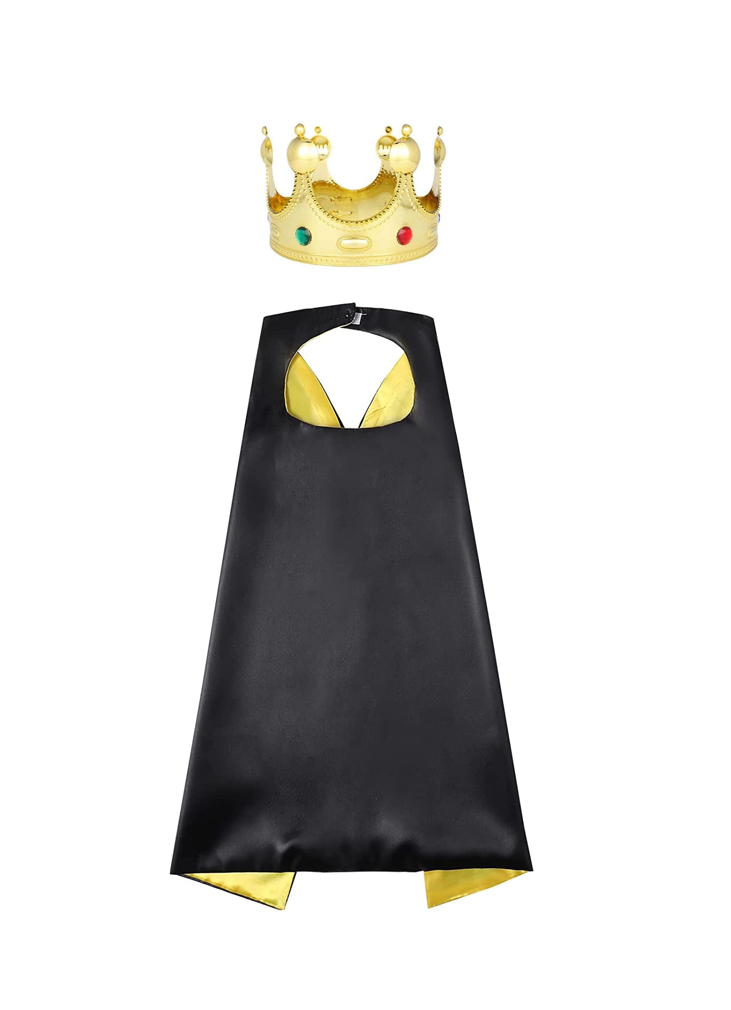 Baby & Sons King Robe Halloween Costume Medieval Prince King Costume Cape and Crown (Black) (3-8 yrs) (B0BFP1H17J) Amazon Price History, Amazon Price Tracker