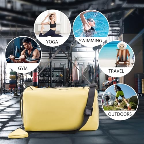 Weekender Bag – Geila Personal Item Duffel Bag with Shoes Compartment, Overnight Travel Bag, Yoga & Gym Bag (Yellow)3