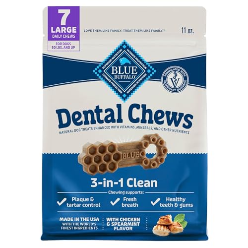 Blue Buffalo Dental Chews Large, Chicken & Spearmint 11oz (7 Count)
