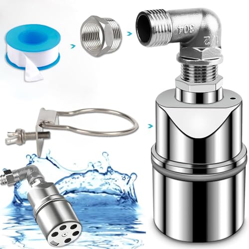 Automatic Water Level Control Valve, 3/4 to 1/2 Inch Float Ball Valve, Float Valve, 304 Stainless Steel Water Level Control Float Valve for Tank, Swimming Pool, Pond, Fish Tank, Livestock Troughs.