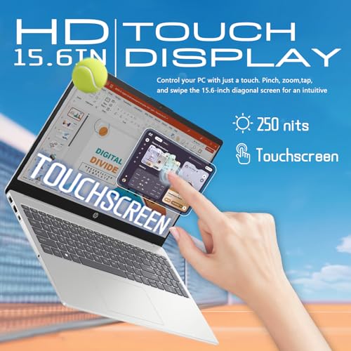 Image of HP Touchscreen 15.6-inch Laptop Computer for Business & Student - 8GB RAM, 512GB SSD, Intel 13th Gen Core i3 1315U, HD Touch Display, AI Copilot, Wifi6, Fast Charge, HD Camera, Win 11 Pro, Accessories