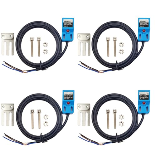 Image of SN04-N2 NPN NC Inductive Proximity Sensor Normally Close Detection Approach Switch with SN Bracket (Blue, 4 Pack)