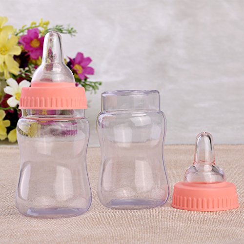 NUOLUX Baby Bottle Mini Candy Bottle for Showers Parties Birthday 12pcs (Pink)