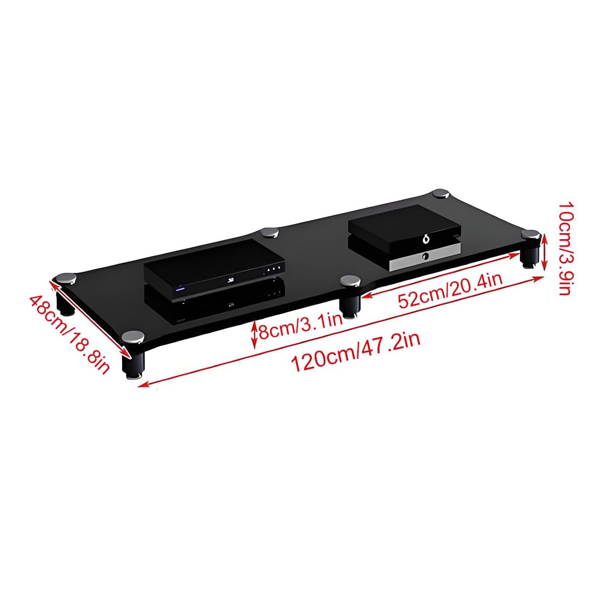 Stojak multimedialny AV do odtwarzacza CD, stojak stereo, wieża audio, konsola multimedialna, szafka na komponenty do salonu, nagrywanie (H10 cm / 3 cale)