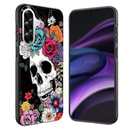GFEWYTJYJ for Galaxy A36 5G Case,[10 FT Military Grade Drop Protection] Non-Slip Heavy Duty Shockproof Phone Case for Samsung Galaxy A36 5G 6.7 Inch 2025,Flower Skull - image 1