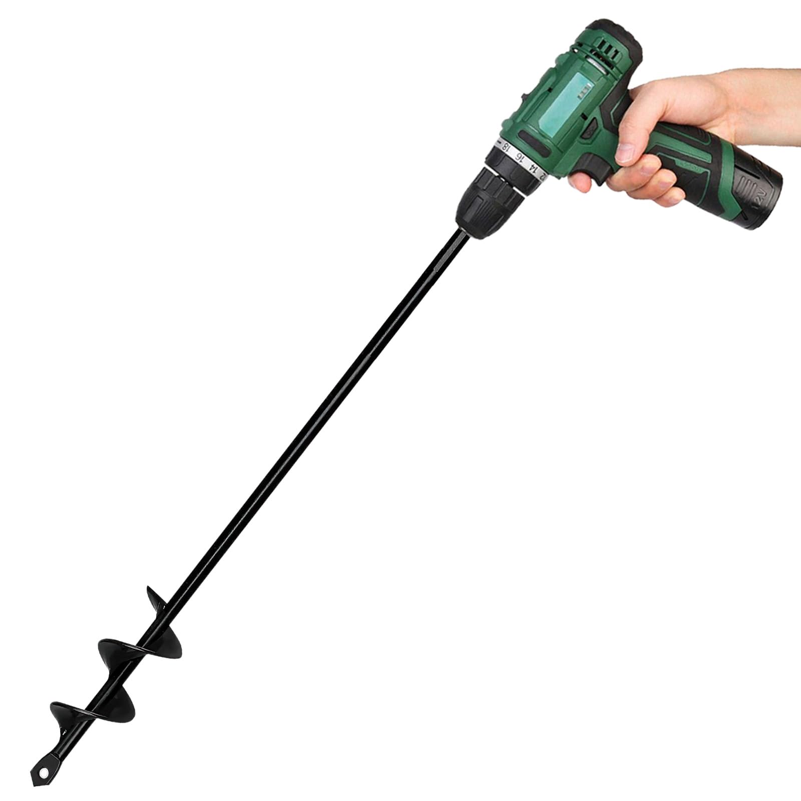 Erdbohrer für Akkuschrauber 4x42cm, Gartenbohrer Erdbohrer für Bohrmaschine, Blumenzwiebel Bohrer für 3/8" Sechskant-Antrieb (4x42cm) Handerdbohrer Grabungswerkzeug zum Pflanzen und Bohren