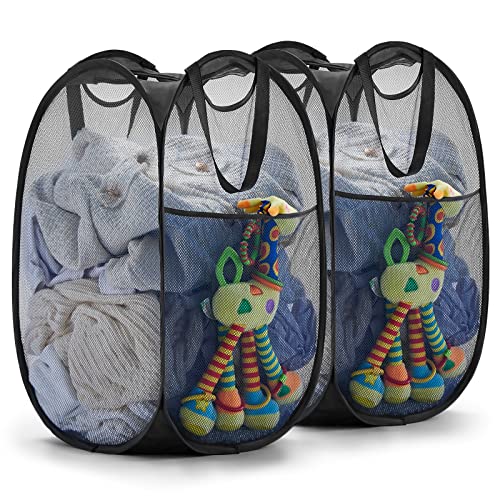 Youdenova Mesh Popup Laundry Hamper - Collapsible Laundry Basket With Durable Handles - Portable Dirty Clothes Hamper For Nursery, College Dorm, Or Travel (Black, 2 Pack) #TOP30