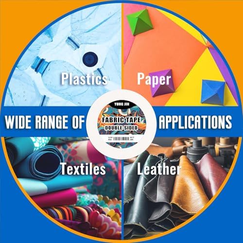 YONGJIN Double-Sided Fabric Tape (2 Rolls) - No Sewing or Ironing Required, Perfect for Quick Clothing Repairs, Fabric Bonding, Adhesive Cloth Tape for Hemming and DIY Crafts (1/4inch+1/2inch) - 5