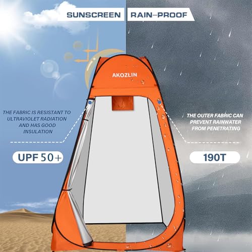 AKOZLIN Portable Pop Up Shower Tent Instant Privacy Dressing Changing Shelter Outdoor Shower Room Camp Toilet Tent 47.2" L×47.2" W×74.8" H Orange by AKOZLIN - Image 5