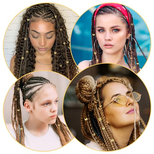 Tyqour 50 Stück Gold-Haarschmuck für Zöpfe, Loc Schmuck für Haar, Manschetten-Clips für Dreadlock-Zubehör, Haarspiralen Clips Pirat Haarschmuck Dreadlocks Schmuck Männer Frauen Mädchen Jungen Zöpfe – Bild 8