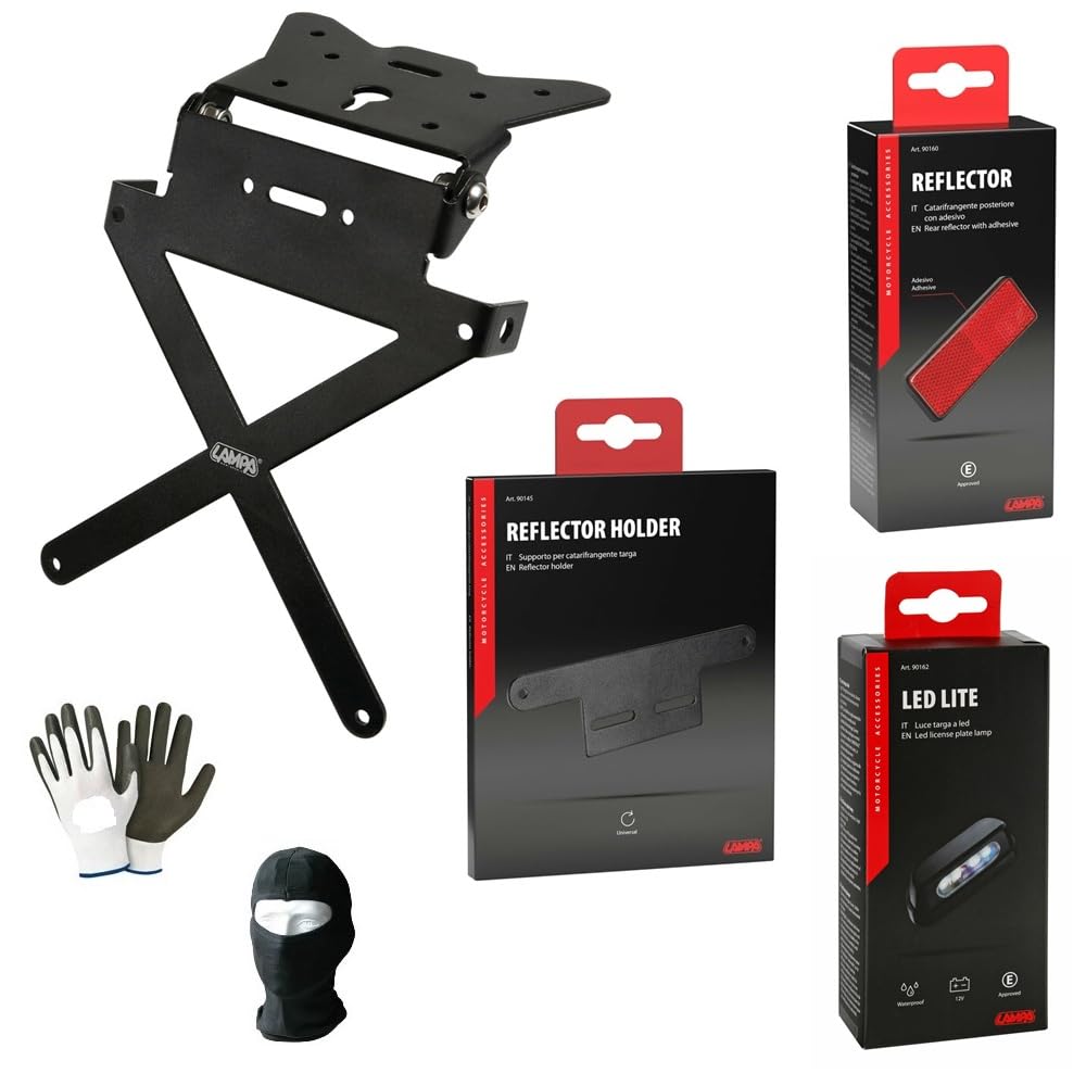 pour Gas Gas EC 250 H Racing KIT pour Motocyclette Porte-Plaque Universel+Support+RÉFLECTEUR+LUMIÈRE LAMPA Produits APPROUVÉS ET COMPATIBLES