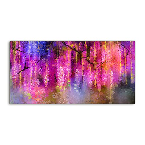 Image sur verre trempé 140x70cm grand format art abstrait floral