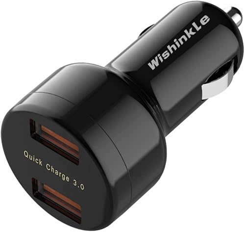 Wishinkle Cargador de automóvil, mini adaptador de cargador rápido de 36 W USB QC 3.0 puertos compatible con Samsung Note 9Galaxy S10S9S8, negro Wishinkle Cargador de automóvil, mini adaptador de cargador rápido de 36 W USB QC 3.0 puertos compatible con Samsung Note 9Galaxy S10S9S8, negro