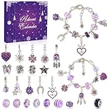 OuMuaMua 24 Days Christmas Advent Calendar 2025, Charm Bracelet Making Kit, Purple Charm Beads, Countdown Calendar DIY Jewelry Making Kit for Adults Women Teens Girls Kids Xmas Holiday Birthday Gifts