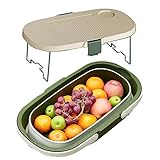 pologmase Cesta de Picnic con Tapa | Funda de Mesa Plegable a Prueba de Fugas Bolsa de comestibles - Cesta Plegable con Ranuras para Tazas y Ranuras para teléfono, Bolsa de comestibles para Camping