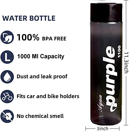 Image of Sjeware Aqua Purple Plastic Water Bottle 1 Litre, Multicolor, Pack of 3 pcs