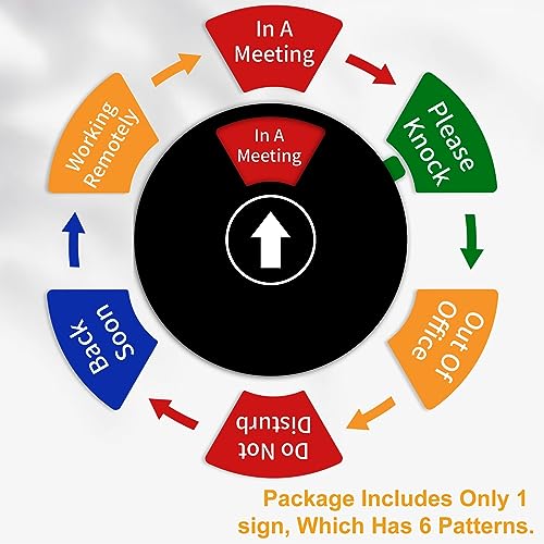 Image of Office Door Sign- Do Not Disturb /Out of Office /Please Knock /In a Meeting /Working Remotely /Back Soon, Rotating Privacy Door Sign Conference, 6 Inch, Black