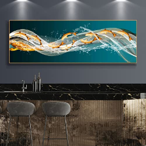 Toile poisson doré abstrait 50x150cm pour sublimer la déco de votre salon