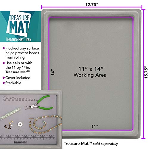 Plateau floqué Beadsmith BMT11-1 anti-perte perles avec couvercle rigide