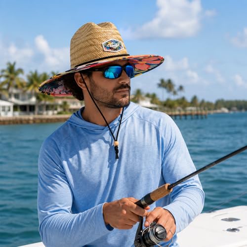 Image of Palmyth Straw Hat for Men & Women Sun Hats, Beach Hat, Fishing Hat Wide Brim UPF 50+ Sun Protection