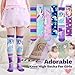 ANTSANG Kids Girls Knee High Socks Fashion Funny Crazy Stockings Gift Cute Novelty Long Boot Cotton Socks for Child 6 Pairs(Colorful Unicorn,3-12 Years)