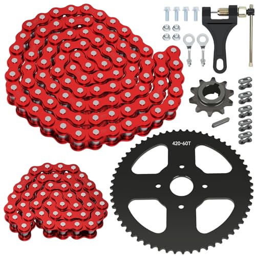 60 Tooth Sprocket 420 Mini Bike Chain Kit Replacement for Coleman CT200U CT200U-EX BT200X B200R Baja Warrior Massimo MB200 Axis M200 Predator 212cc 196cc 200cc 6.5hp Engine Accessories Parts