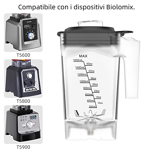 Square container with a capacity of 1.6 litres, compatible with Biolomix T5200/T5300/T5600/T5800/T5900 smoothie blenders. - Image 2