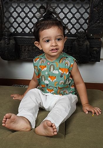 Image of POLKA TOTS Pure Cotton New Born Dress | Ultra-Soft, Breathable & Lightweight Sleeveless Jhabla Pant Set for Baby Boys & Girls | Baby Summer Clothes | Traditional Jabla & Pyjama Set for Newborns