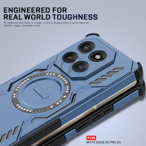 Image of AESTMO Back Case Cover for Motorola Moto Edge 60 Pro 5G | Magnetic Case with Built-in Metal Ring | Compatible with MagSafe Accessories | Shockproof Hybrid (PC + TPU) (Blue