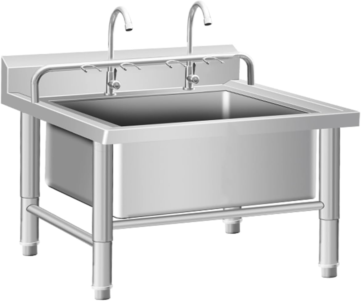 Indoor Outdoor Utility Mop Bucket,Commercial Floor Mop Sink,Floor Mount Mop Sink/Basin,Stainless Steel Mop Service Basin,Laundry Room Slop Sink,with Drain Assembly