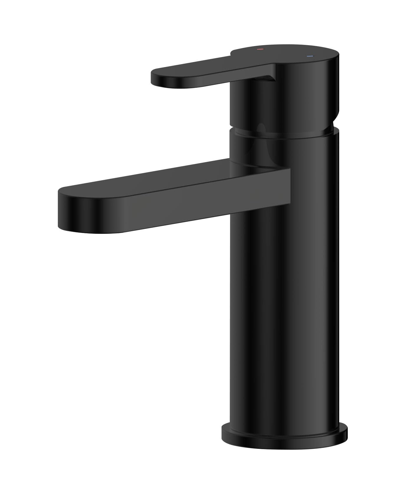 Balterley Matt Black Bathroom Sink Taps, Mono Basin Mixer Tap With Push Button Waste, Single Lever Temperature Control Bathroom Tap, Round Body, Flat Rounded Tip Spout Taps - 52 X 147 X 160Mm (Matt Black)