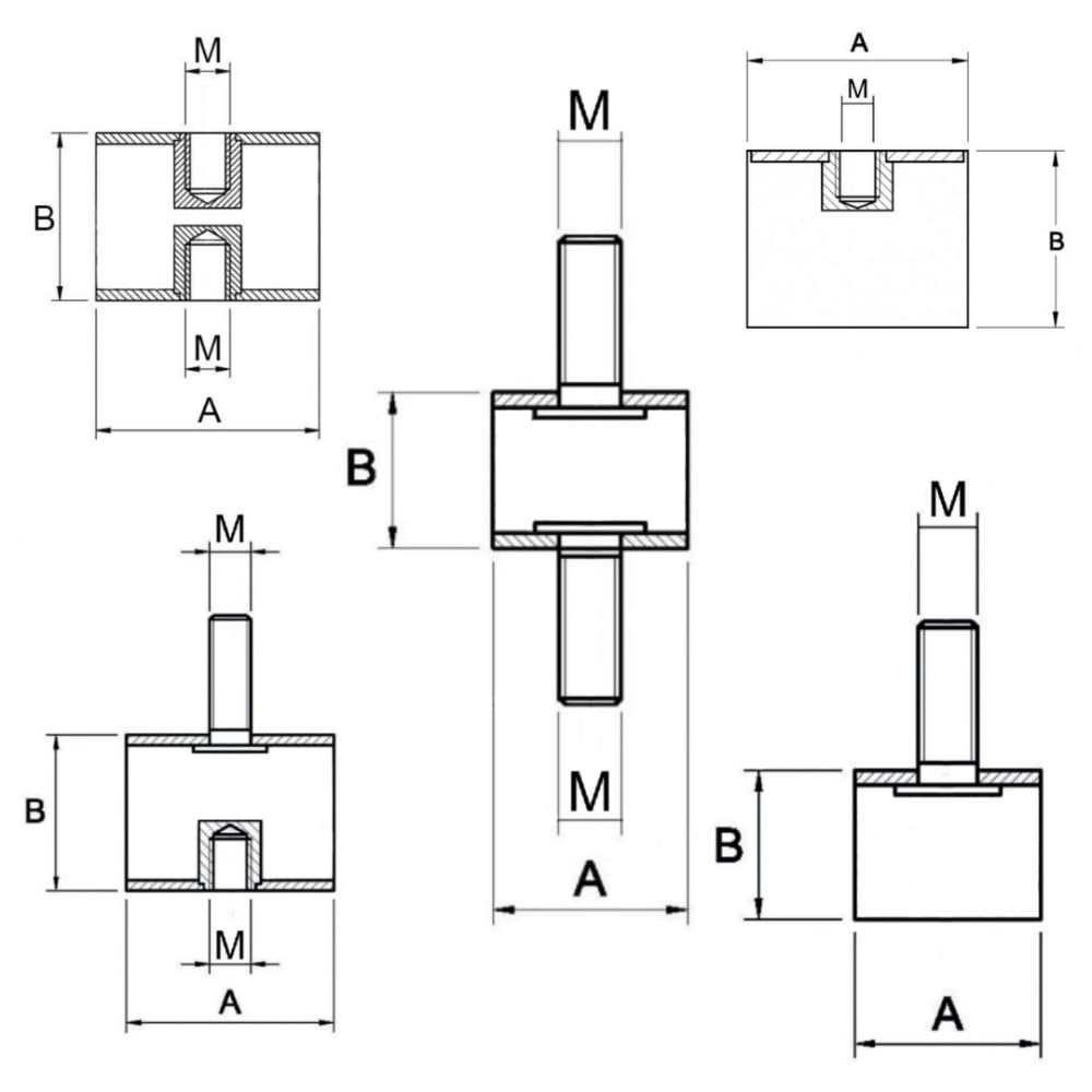 ANTIVIBRANTE CILINDRICO 40X40 MASCHIO-FEMMINA M8 - Foto 8