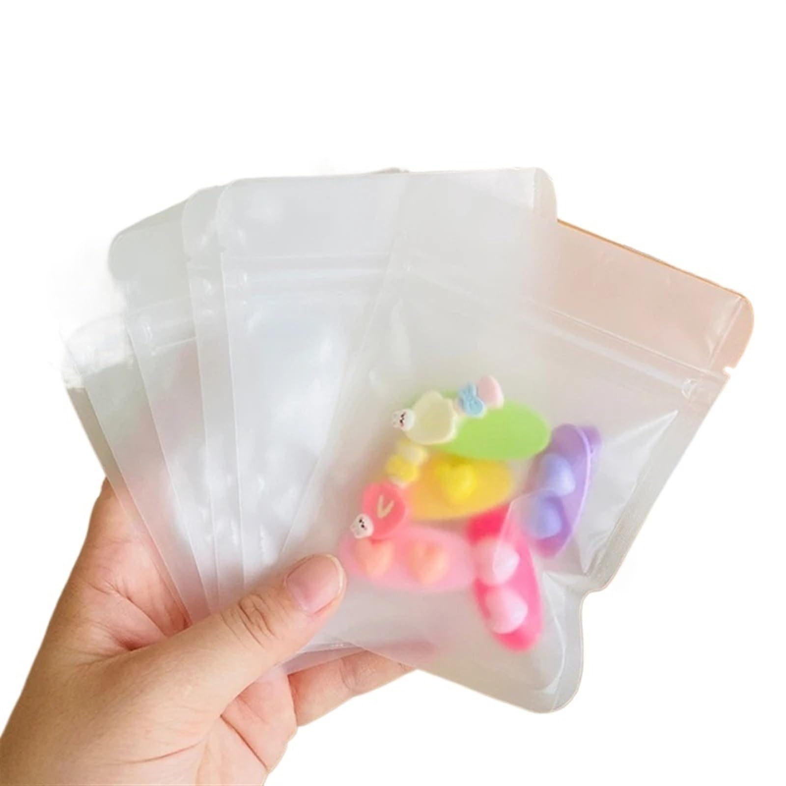 Sacchetti con chiusura a zip, Confezione da 10 sacchetti piatti con chiusura a zip, in plastica PP a prova di umidità, termosaldabili e richiudibili(10pcs L)