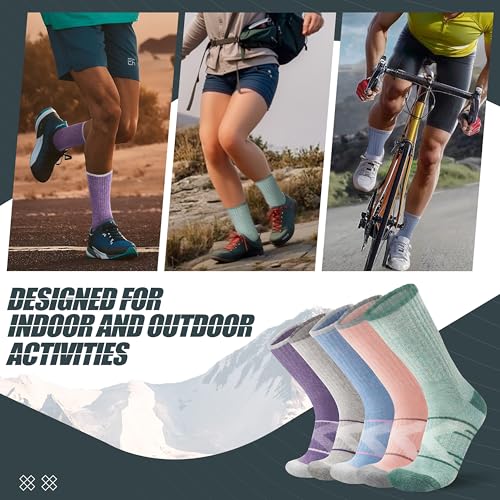Image of ANTSANG 5 Pairs Merino Wool Hiking Socks for Men & Women Thermal Winter Warm Moisture Wicking Cushion Boot Socks