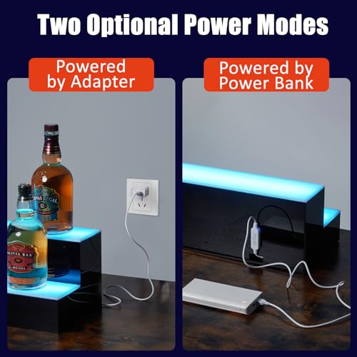 GarveeHome Wall-Mounted 2 Layer 16 Inch Display with Remote Control - Dynamic Led Lighting, Multifunctional Display, Quality Materials, Mobile Phone Connectivity