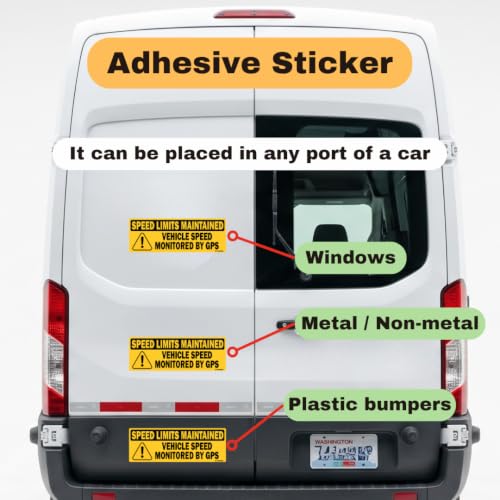 Image of TOTOMO Oversized Vehicle Speed Monitored by GPS Safety Sticker, Speed Limit Maintained, 2-Pack, Large 14 inch x 5 inch Reflective Warning Decal for Fleet Vehicles, Trucks, Vans & Commercial Vehicles