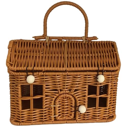 Gartenerntekorb, 9x6x5, 5 Zoll Haus geformt PP Rattan Picknickkorb mit...