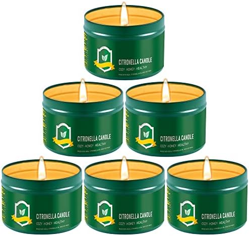 Arhalulu Citronella Candles Outdoor, 4.4 OZ Pack of 6 150 Hours Burning, Citronella Candles Set Outside for Party Hiking Camping Patio BBQ Deck Lanai Garden Yard Home Balcony (Green)
