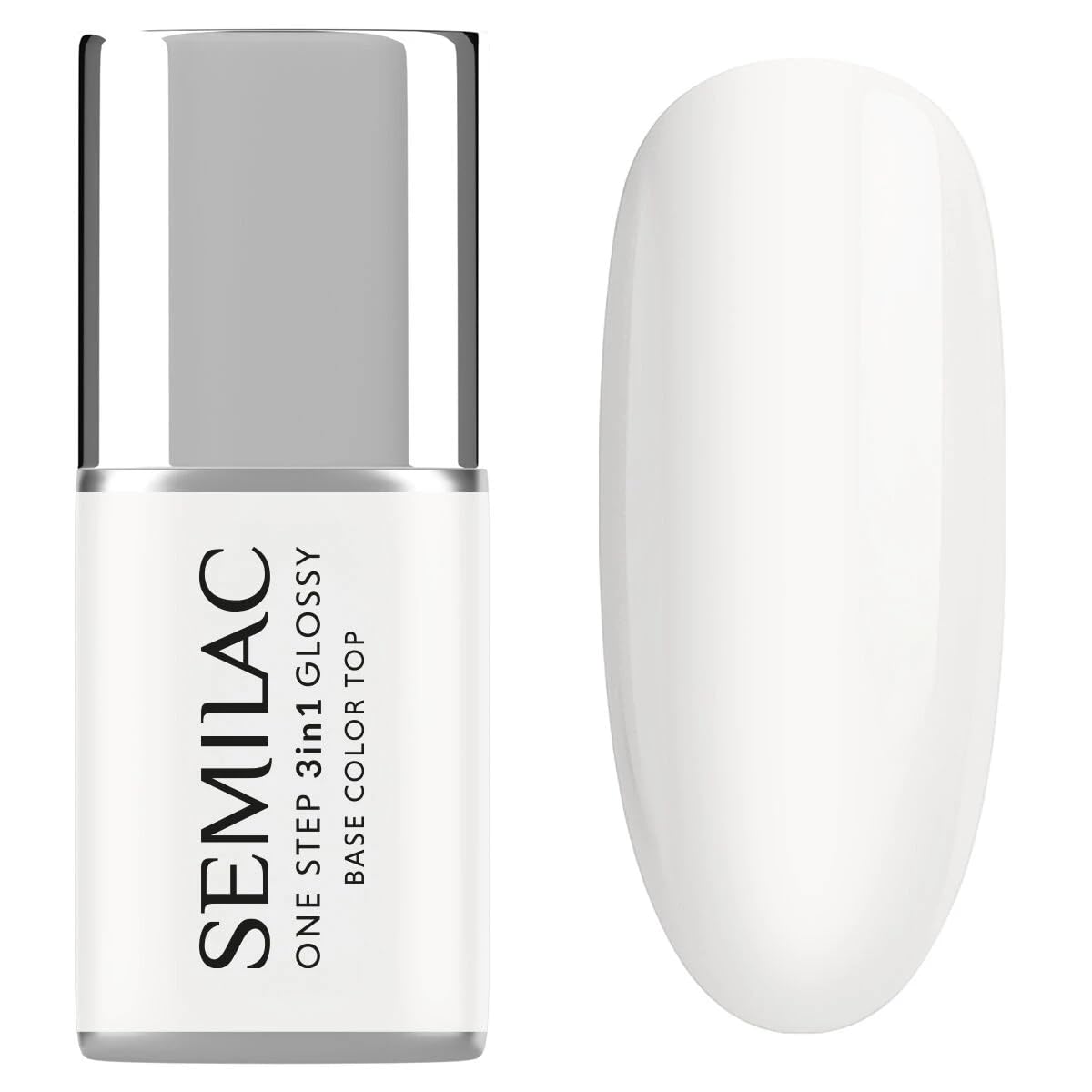 S251 Semilac lakier do paznokci UV 3 w 1 One Step Glossy Coconut Cream 7 ml – kremowo-biały lakier do paznokci UV 3 w 1 | delikatny kremowy odcień | do szybkich paznokci