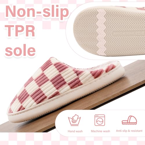 Guyarns Hausschuhe Damen Herren,Flauschige Damen Plüsch Pantoffeln aus Memory-Schaum mit Karomuster Rutschfeste Sohle Schlafzimmer-Hausschuhe in Wolkenform drinnen draußen – Bild 6