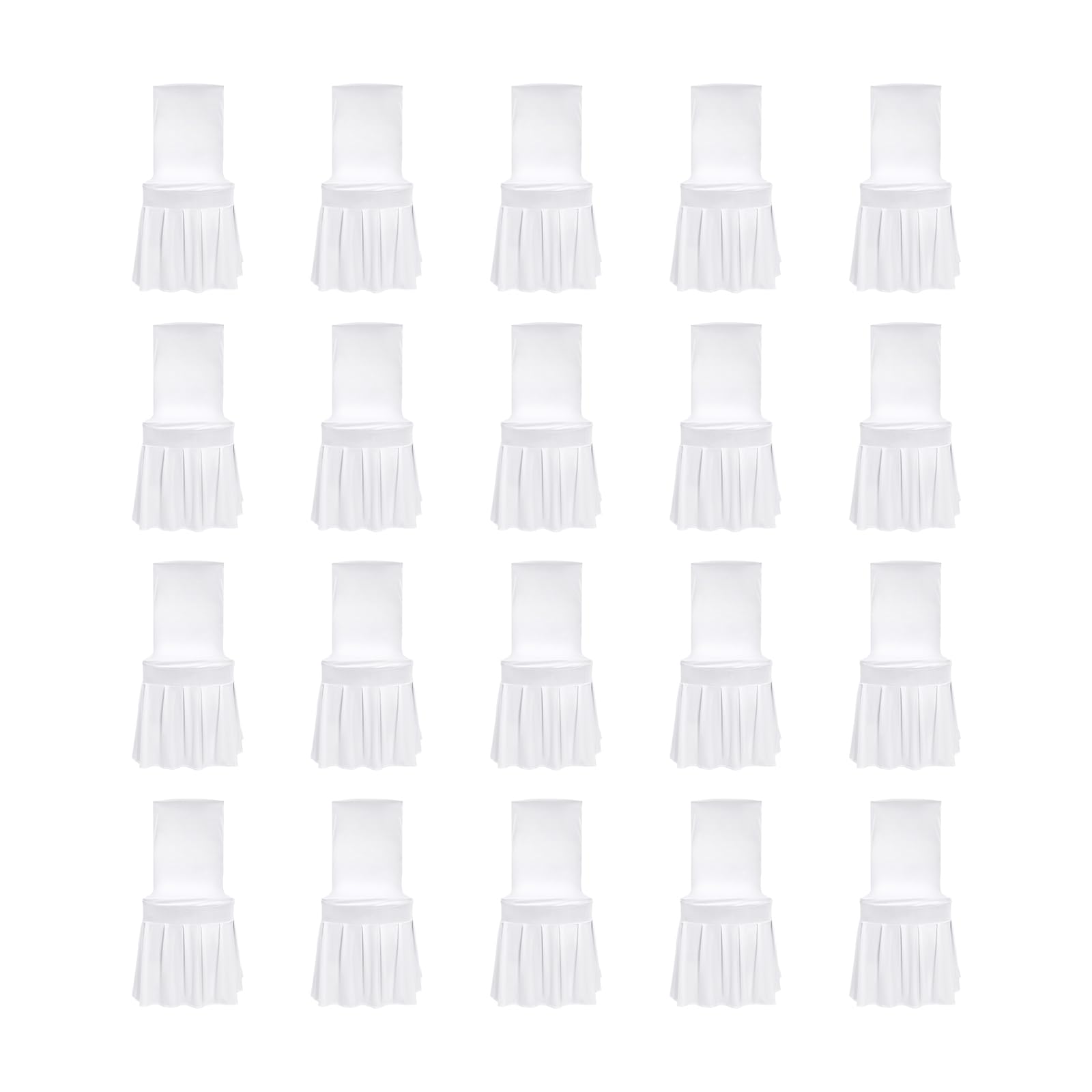 20 Stück Weiß Stuhlhussen, Stretch Stuhlhussen Bankett Stuhlbezug Rock Stretch Weiß Stuhlbezüge Universell Stuhlhussen für Hochzeiten und Party Dekoration