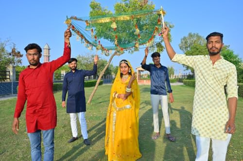 Image of Bridal Net Chunari Dupatta for Wedding Entry & Ceremony | Traditional Green Bridal Chunni for Dulhan, Ethnic Wear | Pack of 1