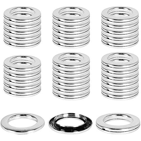LISSUDA 32 PCS Curtain Eyelet Rings Curtain Grommets 45mm Round Plastic Curtain Rings Clips Low Noise DIY Rings Curtains Eyelet for Door Shower Kitchen Window Locker Room Cover