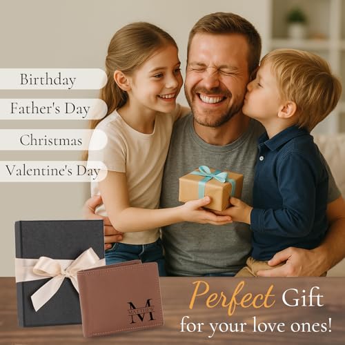 Personalized Leather Wallet for Men – Slim RFID Bifold | Personalized Gift for Husband, Boyfriend, Dad, Son – Birthday, Christmas, Valentine’s Day, Father’s Day3