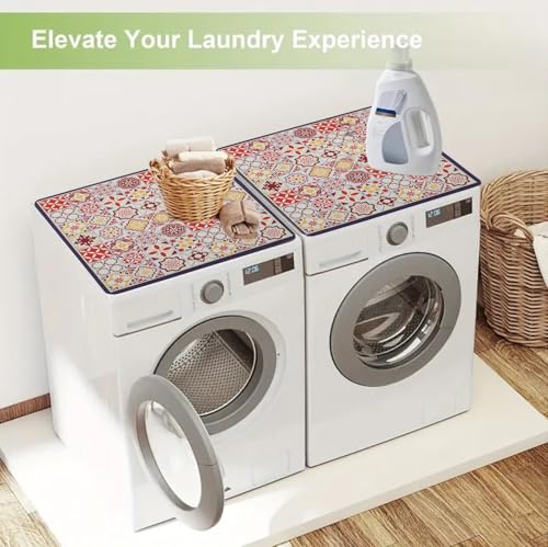 Image of HomeCloud Rubber Washing Machine Mats For Top Of Washer, Washing Machine Protective Mats, Dish Drying Mat, Non-Slip Waterproof Washer Dryer Dust Cover Mat For Laundry & Kitchen (60Cm X 60Cm) (Multi)